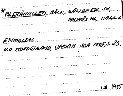 Bild på arkivkortet för arkivposten *Alerännilen