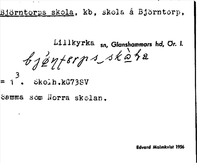 Bild på arkivkortet för arkivposten Björntorps skola