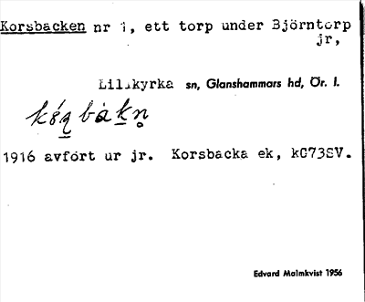 Bild på arkivkortet för arkivposten Korsbacken
