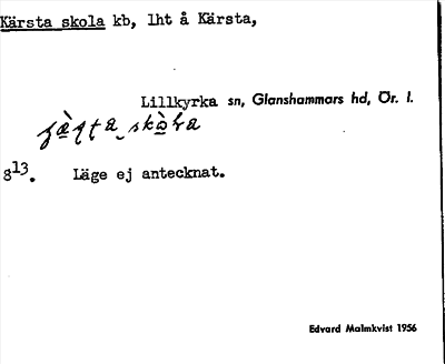 Bild på arkivkortet för arkivposten Kärsta skola