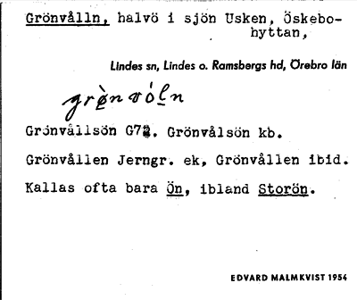 Bild på arkivkortet för arkivposten Grönvålln