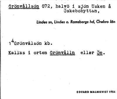 Bild på arkivkortet för arkivposten Grönvållsön