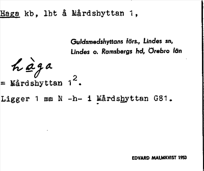 Bild på arkivkortet för arkivposten Haga