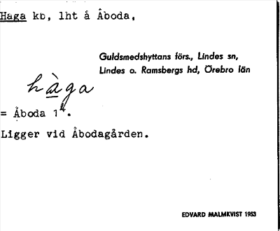 Bild på arkivkortet för arkivposten Haga