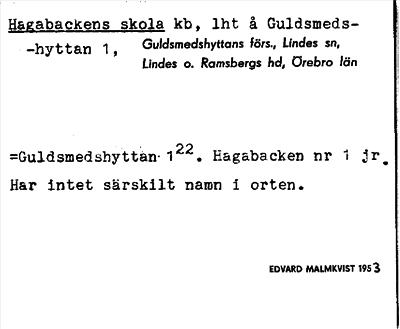 Bild på arkivkortet för arkivposten Hagabackens skola