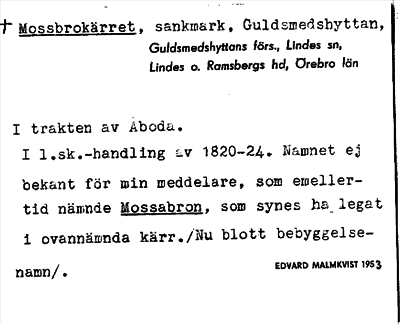 Bild på arkivkortet för arkivposten +Mossbrokärret