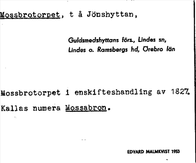 Bild på arkivkortet för arkivposten Mossbrotorpet