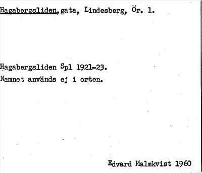 Bild på arkivkortet för arkivposten Hagabergsliden