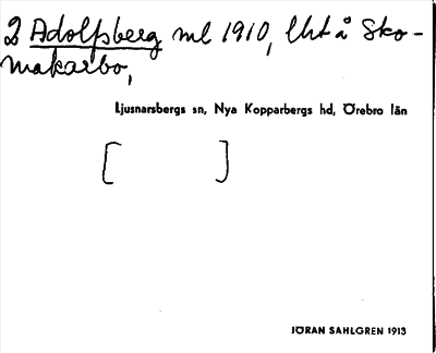 Bild på arkivkortet för arkivposten Adolfsberg