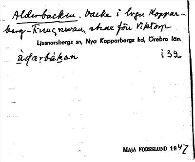Bild på arkivkortet för arkivposten Alderbacken