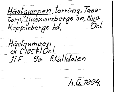Bild på arkivkortet för arkivposten Hästgumpen