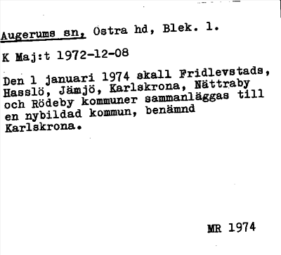 Bild på arkivkortet för arkivposten Augerums sn