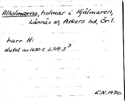 Bild på arkivkortet för arkivposten Alholmarna