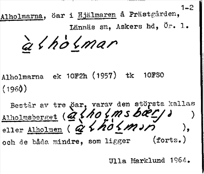 Bild på arkivkortet för arkivposten Alholmarna