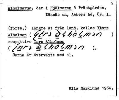Bild på arkivkortet för arkivposten Alholmarna
