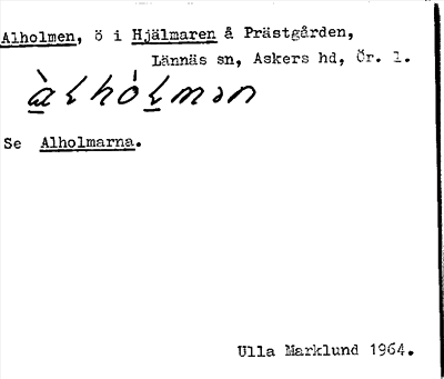 Bild på arkivkortet för arkivposten Alholmen