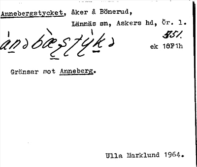 Bild på arkivkortet för arkivposten Annebergstycket