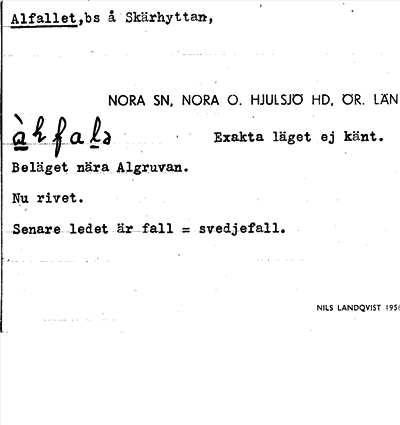 Bild på arkivkortet för arkivposten Alfallet