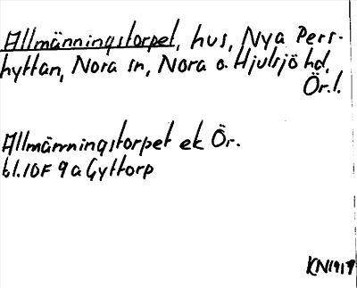 Bild på arkivkortet för arkivposten Allmänningstorpet