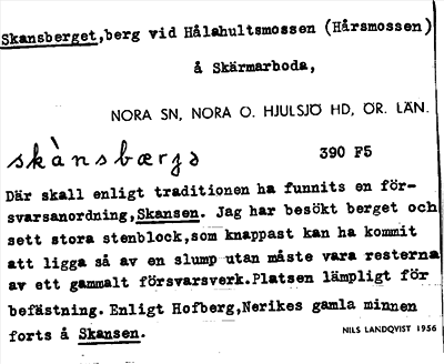 Bild på arkivkortet för arkivposten Skansberget