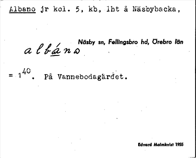Bild på arkivkortet för arkivposten Albano