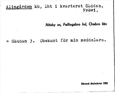 Bild på arkivkortet för arkivposten Alingården