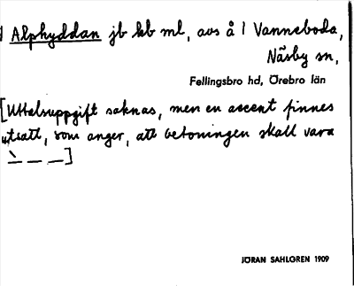 Bild på arkivkortet för arkivposten Alphyddan