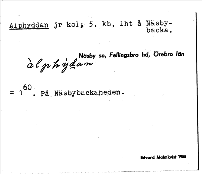 Bild på arkivkortet för arkivposten Alphyddan