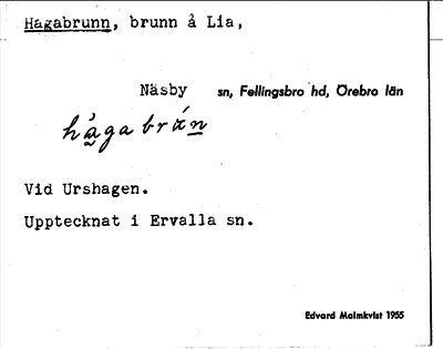 Bild på arkivkortet för arkivposten Hagabrunn