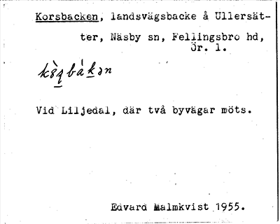 Bild på arkivkortet för arkivposten Korsbacken