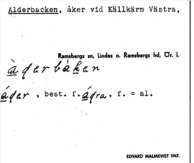 Bild på arkivkortet för arkivposten Alderbacken