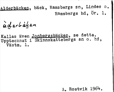 Bild på arkivkortet för arkivposten Alderbäcken
