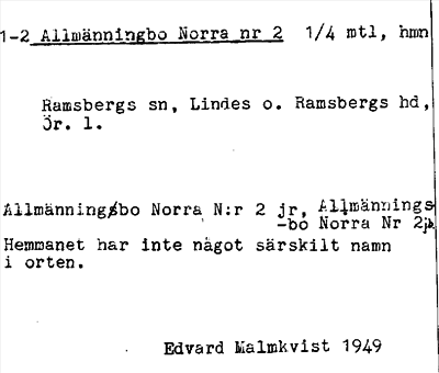 Bild på arkivkortet för arkivposten Allmänningbo, Norra
