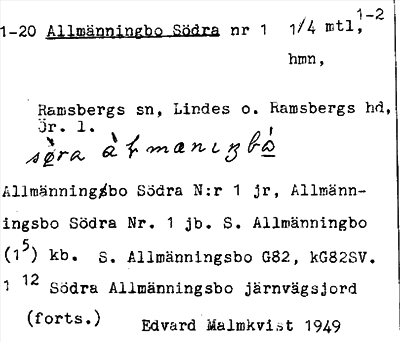 Bild på arkivkortet för arkivposten Allmänningbo, Södra