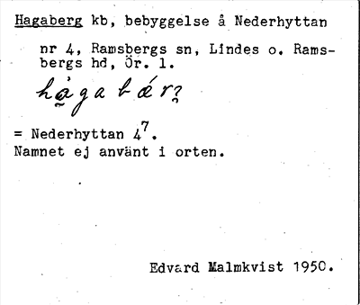 Bild på arkivkortet för arkivposten Hagaberg