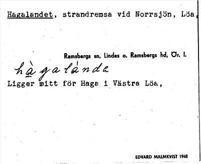 Bild på arkivkortet för arkivposten Hagalandet