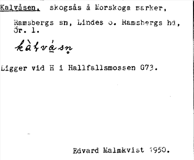 Bild på arkivkortet för arkivposten Kalvåsen