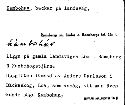 Bild på arkivkortet för arkivposten Kambohav