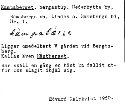 Bild på arkivkortet för arkivposten Kampaberget
