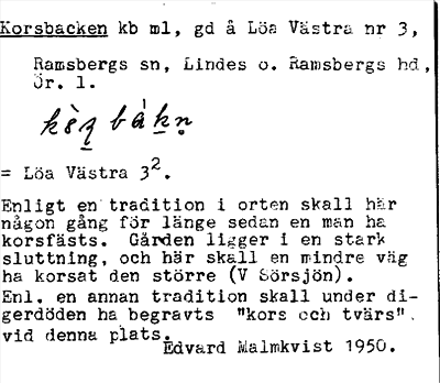 Bild på arkivkortet för arkivposten Korsbacken