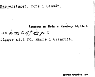 Bild på arkivkortet för arkivposten Mammerstupet