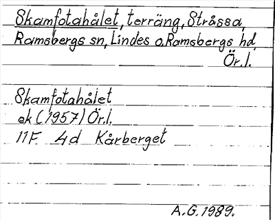 Bild på arkivkortet för arkivposten Skamfotahålet