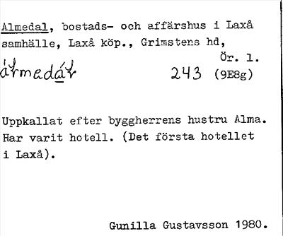 Bild på arkivkortet för arkivposten Almedal