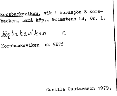 Bild på arkivkortet för arkivposten Korsbackeviken