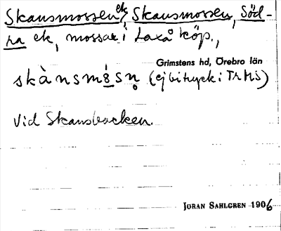 Bild på arkivkortet för arkivposten Skansmossen, Skansmossen, Södra