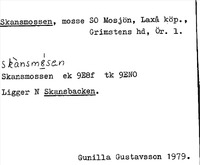 Bild på arkivkortet för arkivposten Skansmossen