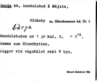 Bild på arkivkortet för arkivposten Berga