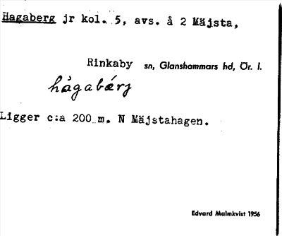 Bild på arkivkortet för arkivposten Hagaberg