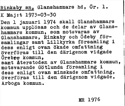 Bild på arkivkortet för arkivposten Rinkaby socken
