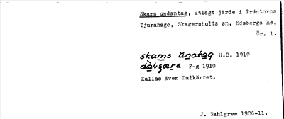 Bild på arkivkortet för arkivposten Skams undantag